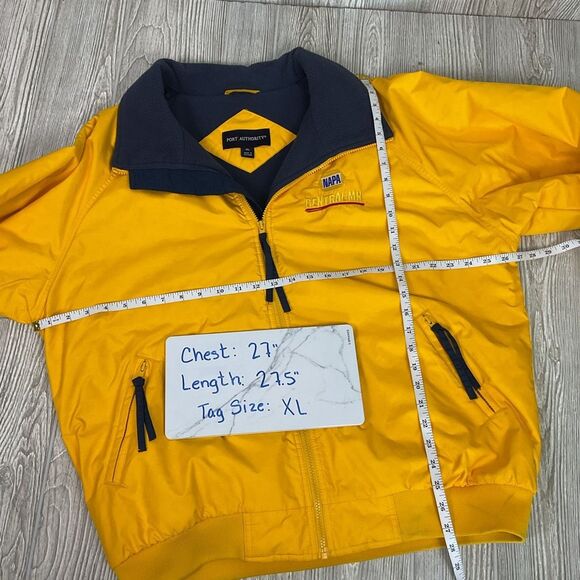 Port Authority NAPA Central MN Men’s XL Yellow Bomber Jacket Zip Close Navy Flee - Picture 6 of 7